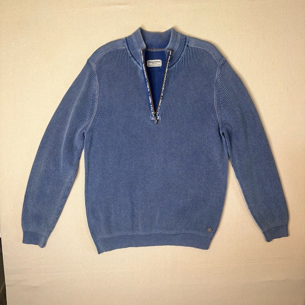 Tommy Bahama Quarter Zip Pullover Sweater Blue XL